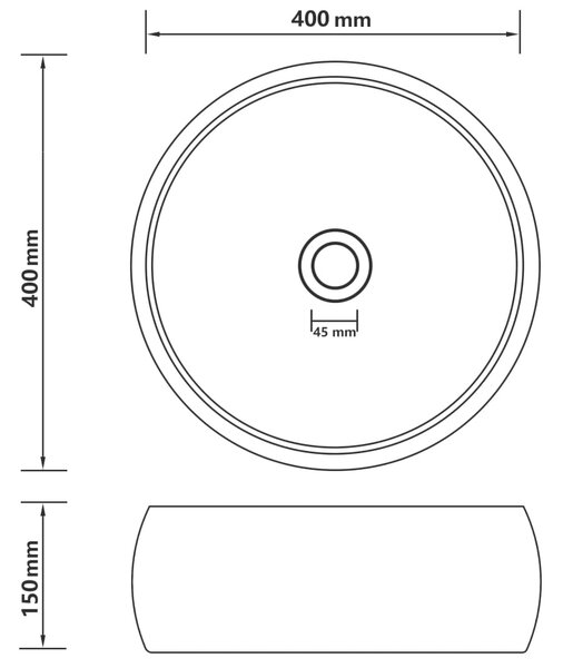 VidaXL Νιπτήρας Πολυτελής Στρογγυλός Κρεμ Ματ 40 x 15 εκ. Κεραμικός