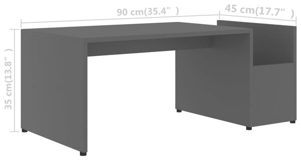 VidaXL Τραπεζάκι Σαλονιού Γκρι 90 x 45 x 35 εκ. από Μοριοσανίδα