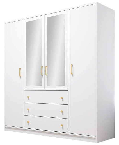 Ντουλάπα Τετράφυλλη Retro D4 Lux 162717159 196x58x200cm White-Gold