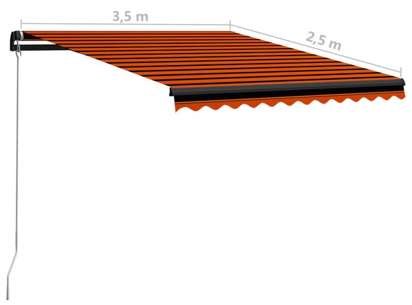 VidaXL Τέντα Συρόμενη Χειροκίνητη με LED Πορτοκαλί/Καφέ 350 x 250 εκ