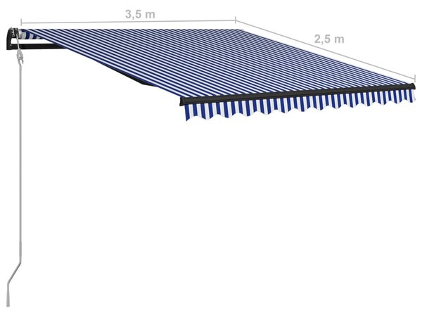 VidaXL Τέντα Συρόμενη Αυτόματη Μπλε / Λευκό 350 x 250 εκ