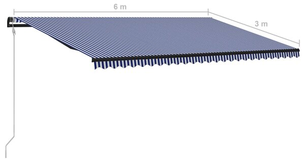 VidaXL Τέντα Συρόμενη Αυτόματη Μπλε / Λευκό 600 x 300 εκ