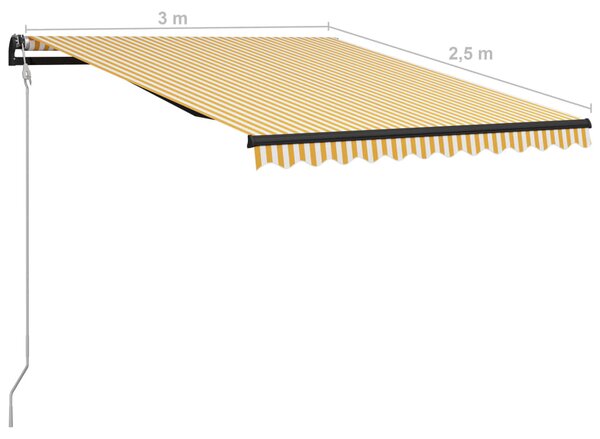 VidaXL Τέντα Συρόμενη Αυτόματη Κίτρινο / Λευκό 300 x 250 εκ