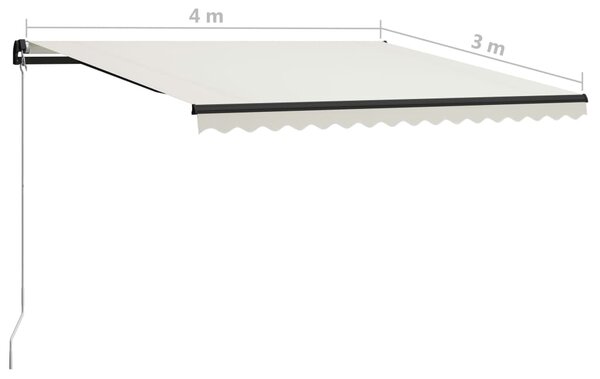 VidaXL Τέντα Συρόμενη Χειροκίνητη Κρεμ 400 x 300 εκ