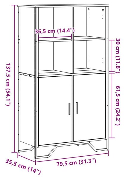 Ντουλάπι Μαύρο 79,5x35,5x137,5 εκ. Επεξεργασμένο Ξύλο - Μαύρο