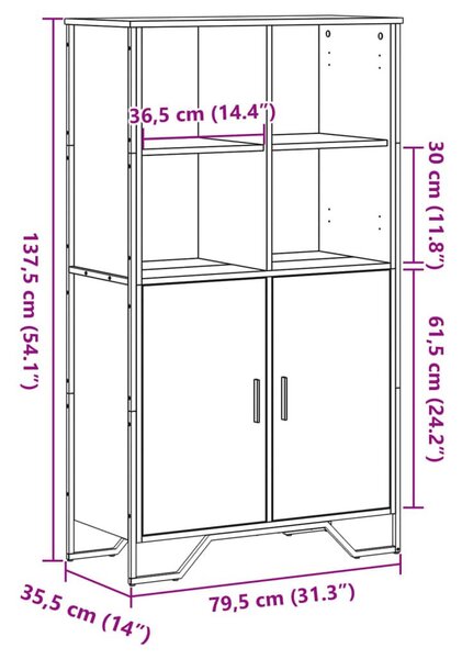 Ντουλάπι Sonoma Δρυς 79,5x35,5x137,5 εκ. Επεξεργασμένο Ξύλο - Καφέ