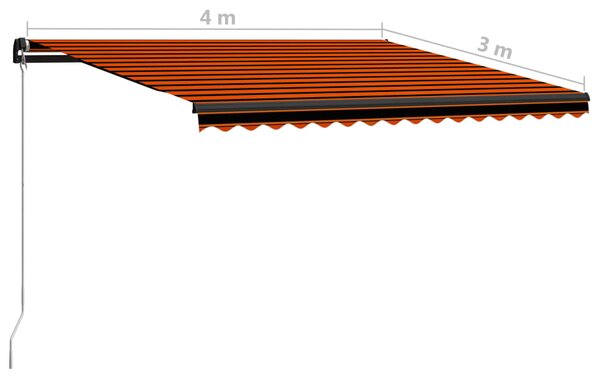 VidaXL Τέντα Συρόμενη Χειροκίνητη Πορτοκαλί / Καφέ 400 x 300 εκ