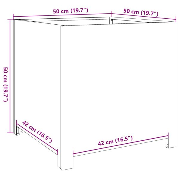 Ζαρντινιέρα Κήπου 50x50x50 εκ. από Ανοξείδωτο Ατσάλι - Ασήμι