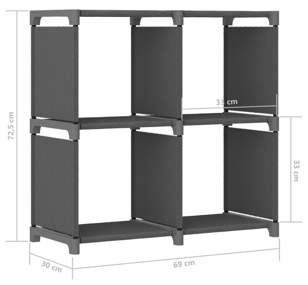 VidaXL Ραφιέρα με 4 Κύβους & Κουτιά Γκρι 69x30x72,5 εκ. Υφασμάτινη