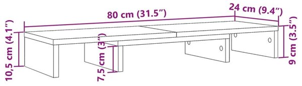 Βάση Οθόνης Ρυθμιζ. Καπνιστή Δρυς 80x24x10,5 εκ. Επεξεργ. Ξύλο - Καφέ