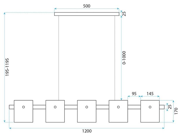 Ceiling lamp APP1706-5CP GREY G9
