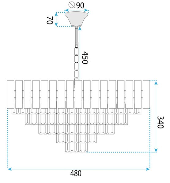 Κρεμαστό φωτιστικό με κρύσταλλα G056-CP 50cm GOLD