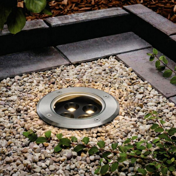 Arcchio LED χωνευτός προβολέας δαπέδου Thentos, Ø 12 cm, 40°, νικέλιο, IP67, Μεταλλικό, Ανοξείδωτος χάλυβας