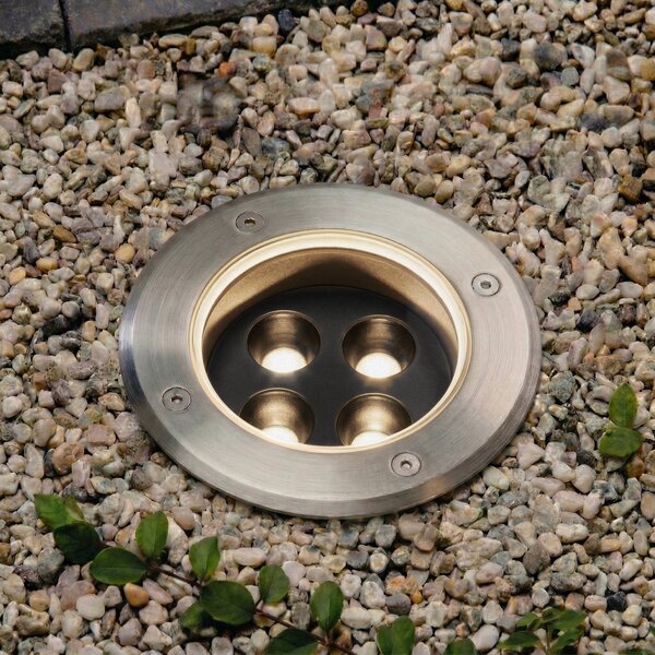 Arcchio LED χωνευτός προβολέας δαπέδου Thentos, Ø 12 cm, 40°, νικέλιο, IP67, Μεταλλικό, Ανοξείδωτος χάλυβας
