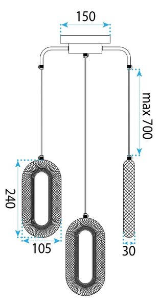 ΚΡΕΜΑΣΤΟ ΦΩΤΙΣΤΙΚΟ ΟΡΟΦΗΣ LED G173-3CP GOLD
