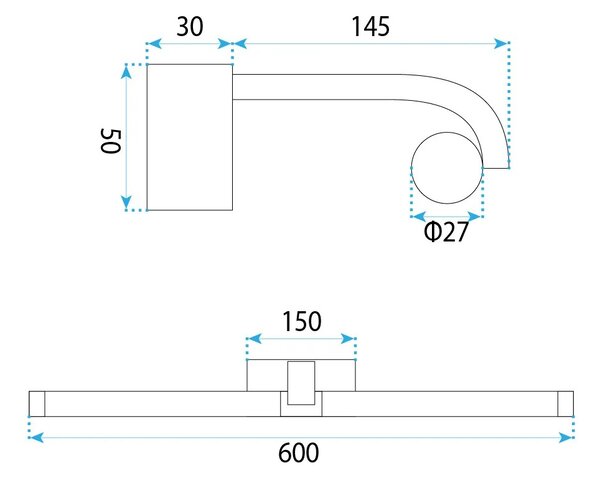 Επιτοίχο φωτιστικό μπάνιου LED APP1884-1W 60cm GOLD