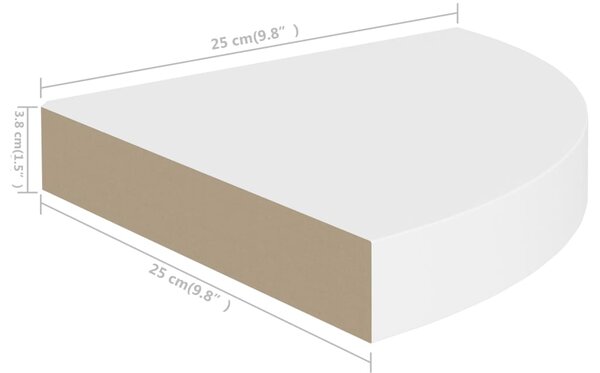 VidaXL Ράφι Τοίχου Γωνιακό Λευκό 25 x 25 x 3,8 εκ. από MDF