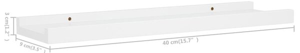 VidaXL Ράφια για Κορνίζες 2 τεμ. Λευκά 40 x 9 x 3 εκ. από MDF