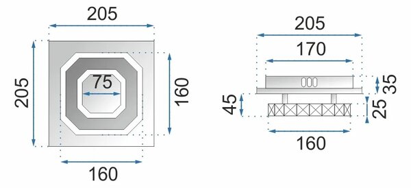 Κρυστάλλινο τετράγωνο φωτιστικό οροφής Glamour Plafond 8W APP405-C APP406-C