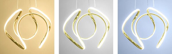 Μοντέρνο κρεμαστό φωτιστικό οροφής LED + APP386-CP REMOTE Gold