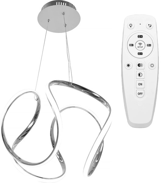 Μοντέρνο κρεμαστό φωτιστικό οροφής LED + APP385-CP CHROME REMOTE