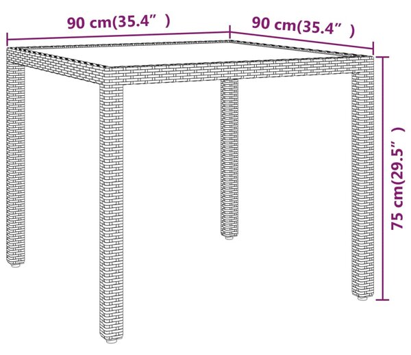 VidaXL Τραπέζι Κήπου Μαύρο 90x90x75 εκ. Συνθετικό Ρατάν