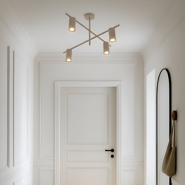 Lindby φωτιστικό οροφής Marilou, μπεζ, 4-φωτο, Ø 70 cm, ρυθμιζόμενος, Μπεζ, Σαλόνι / τραπεζαρία, Μέταλλο, σύγχρονο