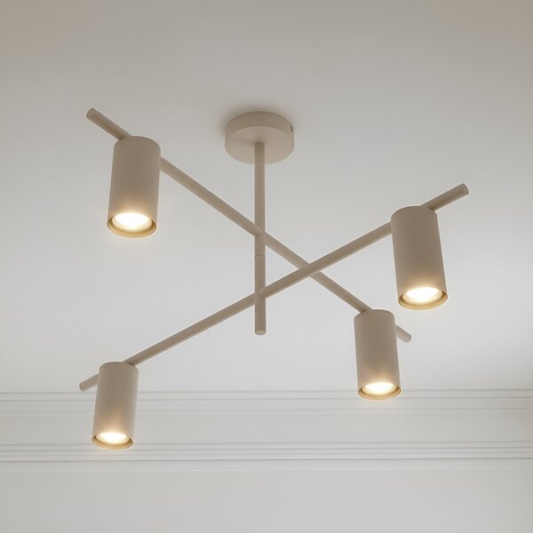 Lindby φωτιστικό οροφής Marilou, μπεζ, 4-φωτο, Ø 70 cm, ρυθμιζόμενος, Μπεζ, Σαλόνι / τραπεζαρία, Μέταλλο, σύγχρονο