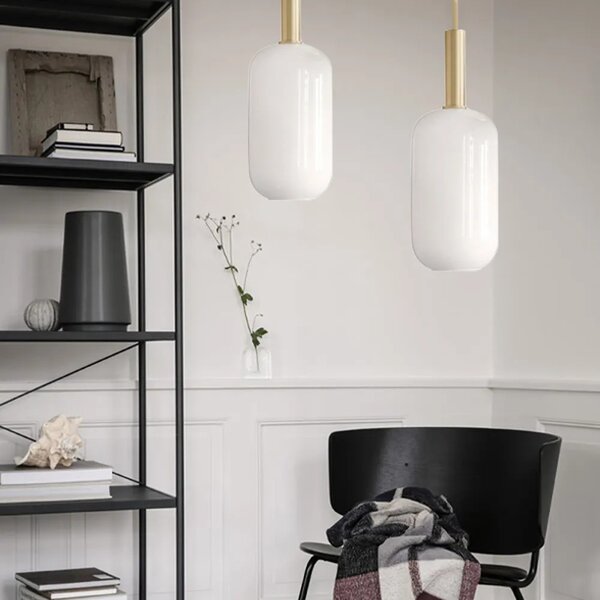 Κρεμαστό φωτιστικό Milk Glass Tube APP667-1CP Gold