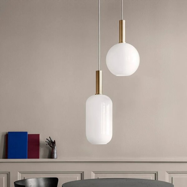 Κρεμαστό φωτιστικό Milk Glass Tube APP667-1CP Gold