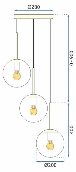 Κρεμαστό φωτιστικό Milk Glass Ball APP656-3CPR Gold