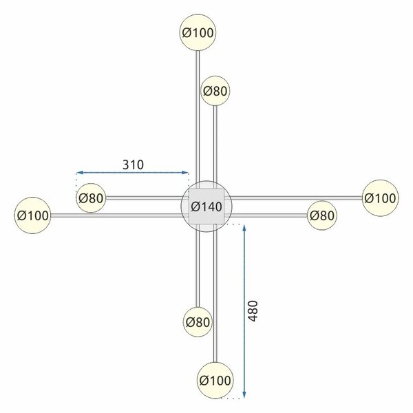 ΣΥΓΧΡΟΝΟ ΦΩΤΙΣΤΙΚΟ ΟΡΟΦΗΣ LED 8 ΒΡΑΧΙΩΝ APP523-8C Μαύρο