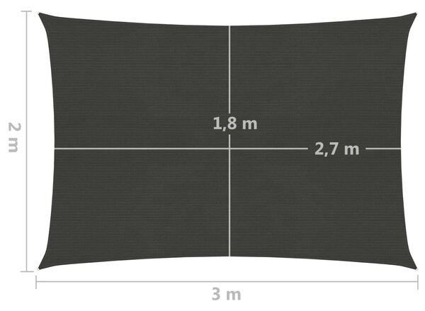 VidaXL Πανί Σκίασης Ανθρακί 2 x 3 μ. από HDPE 160 γρ./μ²