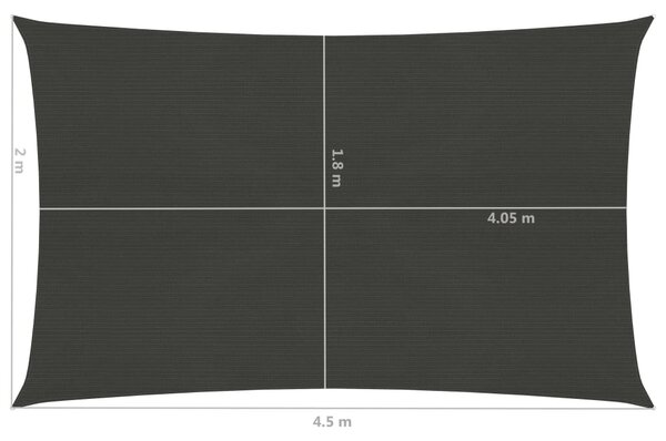 VidaXL Πανί Σκίασης Ανθρακί 2 x 4,5 μ. από HDPE 160 γρ./μ²