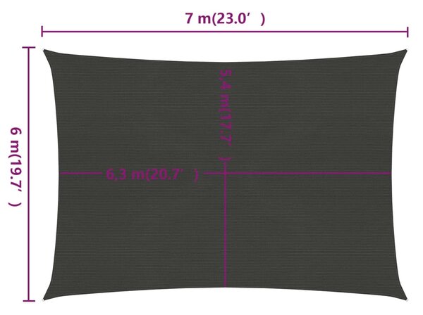 VidaXL Πανί Σκίασης Ανθρακί 6 x 7 μ. από HDPE 160 γρ/μ²