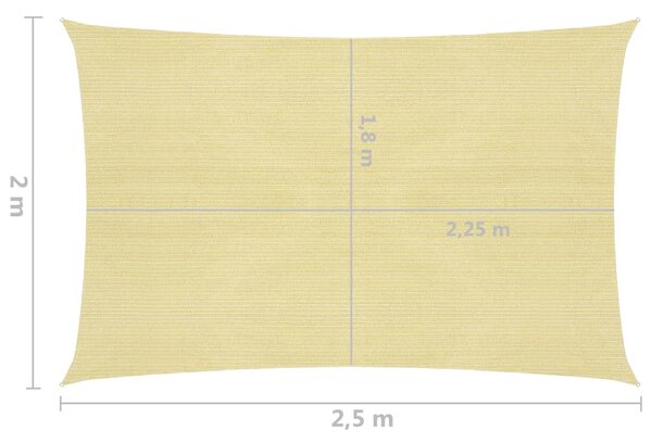 VidaXL Πανί Σκίασης Μπεζ 2 x 2,5 μ. από HDPE 160 γρ./μ²