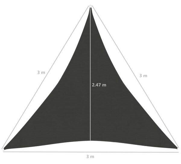 VidaXL Πανί Σκίασης Ανθρακί 3 x 3 x 3 μ. από HDPE 160 γρ./μ²