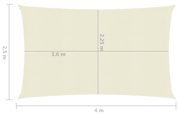 VidaXL Πανί Σκίασης Κρεμ 2,5 x 4 μ. από HDPE 160 γρ./μ²