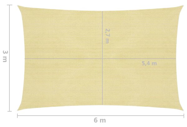 VidaXL Πανί Σκίασης Μπεζ 3 x 6 μ. από HDPE 160 γρ/μ²