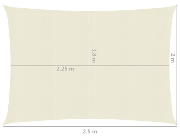 VidaXL Πανί Σκίασης Κρεμ 2 x 2,5 μ. από HDPE 160 γρ./μ²