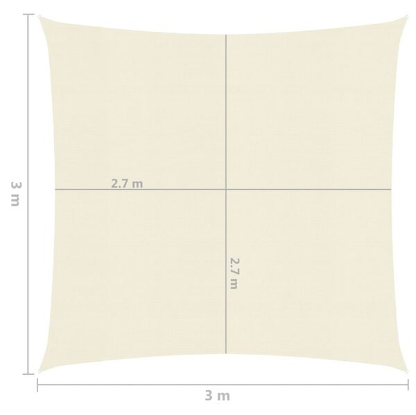 VidaXL Πανί Σκίασης Κρεμ 3 x 3 μ. από HDPE 160 γρ./μ²