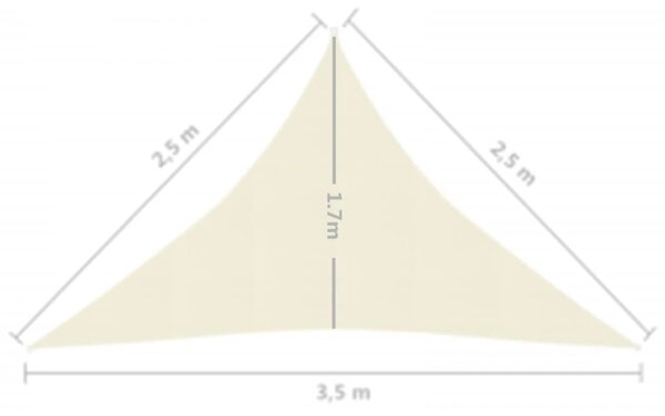 VidaXL Πανί Σκίασης Κρεμ 2,5 x 2,5 x 3,5 μ. από HDPE 160 γρ/μ²