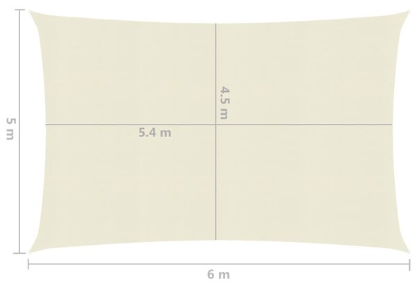 VidaXL Πανί Σκίασης Κρεμ 5 x 6 μ. από HDPE 160 γρ./μ²