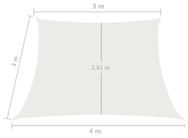 VidaXL Πανί Σκίασης Λευκό 3/4 x 3 μ. από HDPE 160 γρ./μ²