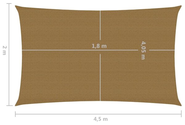 VidaXL Πανί Σκίασης Taupe 2 x 4,5 μ. από HDPE 160 γρ./μ²