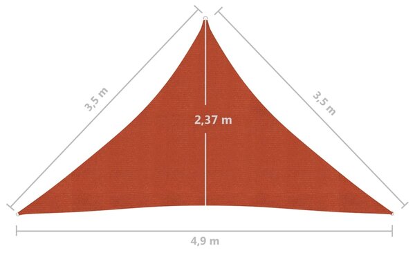 VidaXL Πανί Σκίασης Τερακότα 3,5 x 3,5 x 4,9 μ. από HDPE 160 γρ./μ²