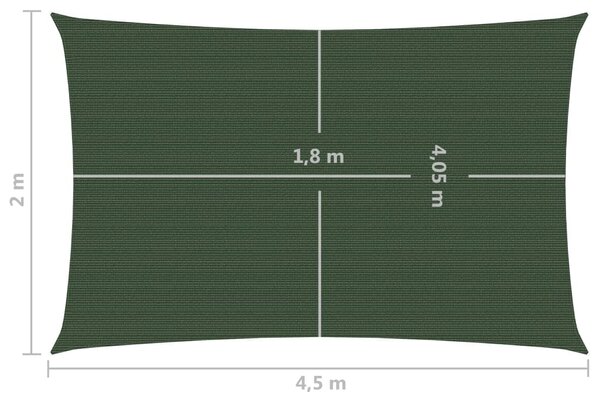 VidaXL Πανί Σκίασης Σκούρο Πράσινο 2 x 4,5 μ. από HDPE 160 γρ./μ²