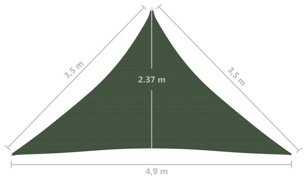 VidaXL Πανί Σκίασης Σκούρο Πράσινο 3,5x3,5x4,9 μ. από HDPE 160 γρ./μ²