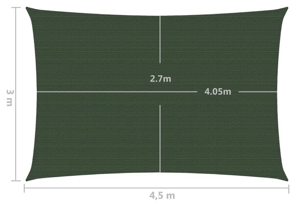 VidaXL Πανί Σκίασης Σκούρο Πράσινο 3 x 4,5 μ. από HDPE 160 γρ./μ²