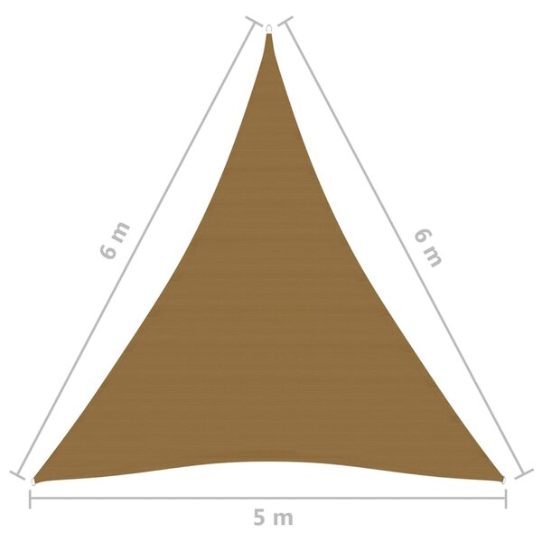 VidaXL Πανί Σκίασης Taupe 5 x 6 x 6 μ. από HDPE 160 γρ./μ²